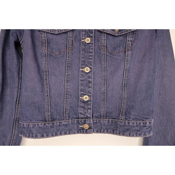 GAP Blue Denim Trucker Jean Jacket Dark Wash Cotton Women's Size XS Extra Small - Picture 4 of 13